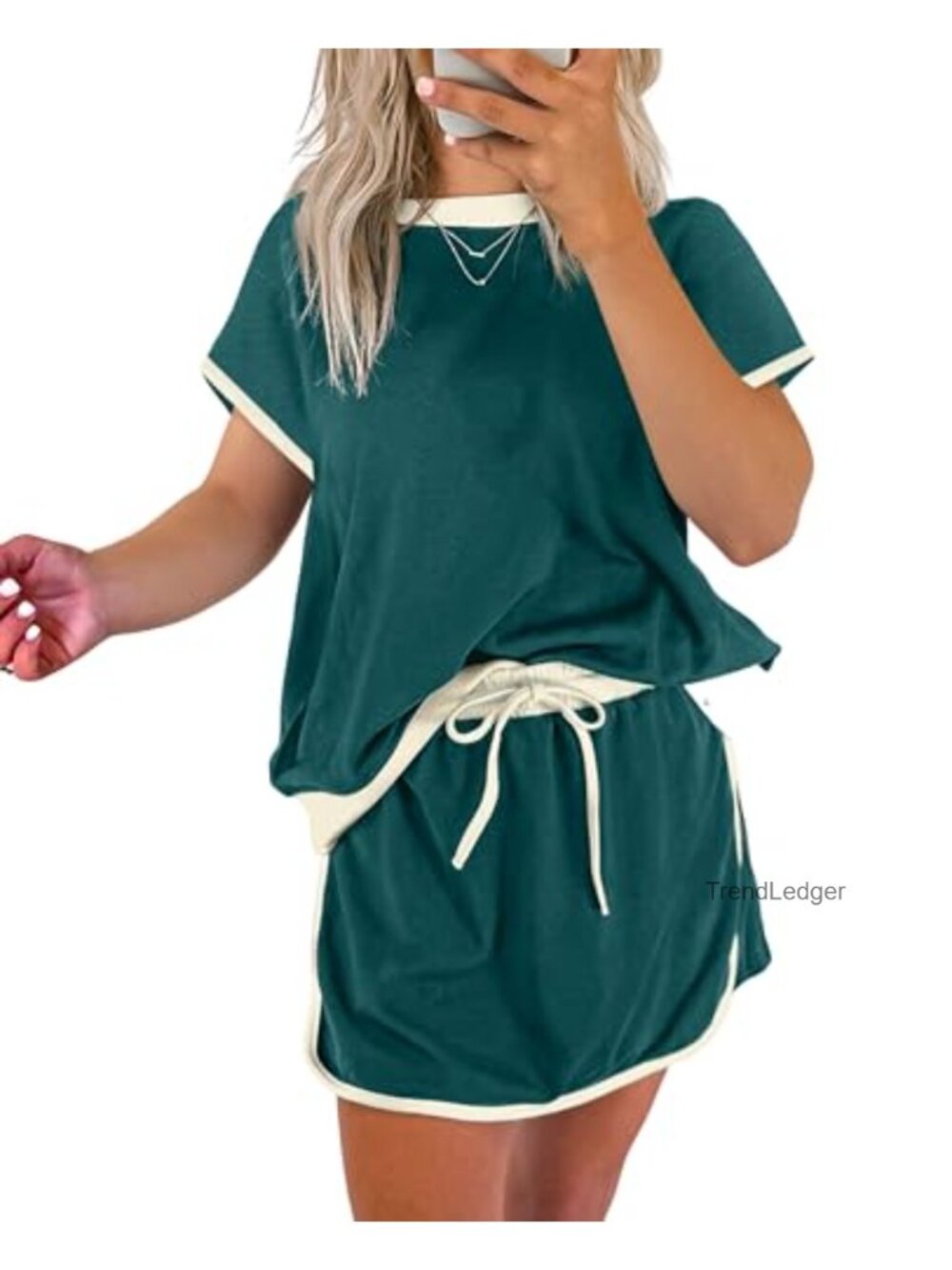 SELINK 2 Piece Skirt Set Women Pullover Top Skort Loungewear